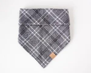 Minimal Gray Plaid Flannel Dog Bandana (Personalization Available)