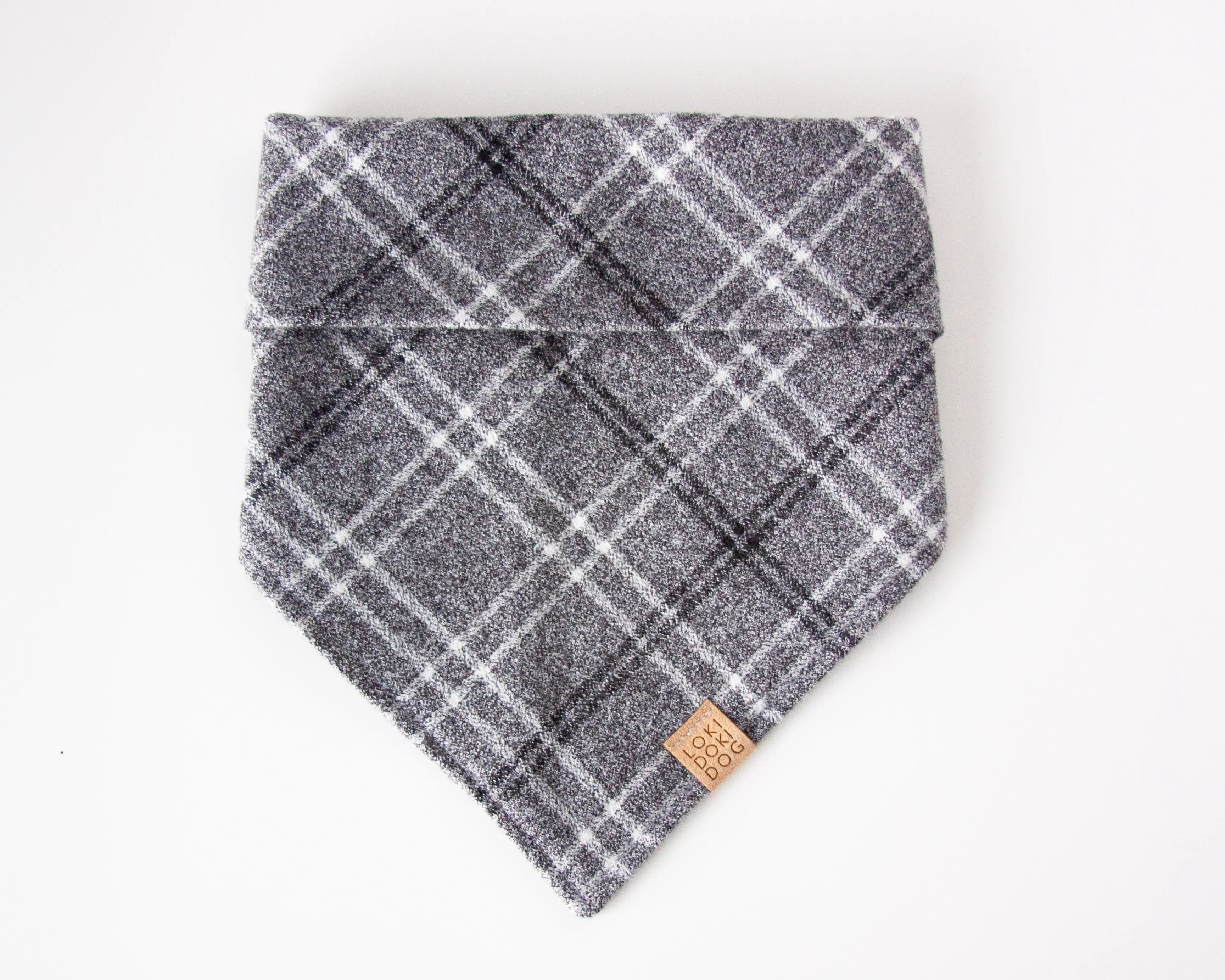 Minimal Gray Plaid Flannel Dog Bandana (Personalization Available)