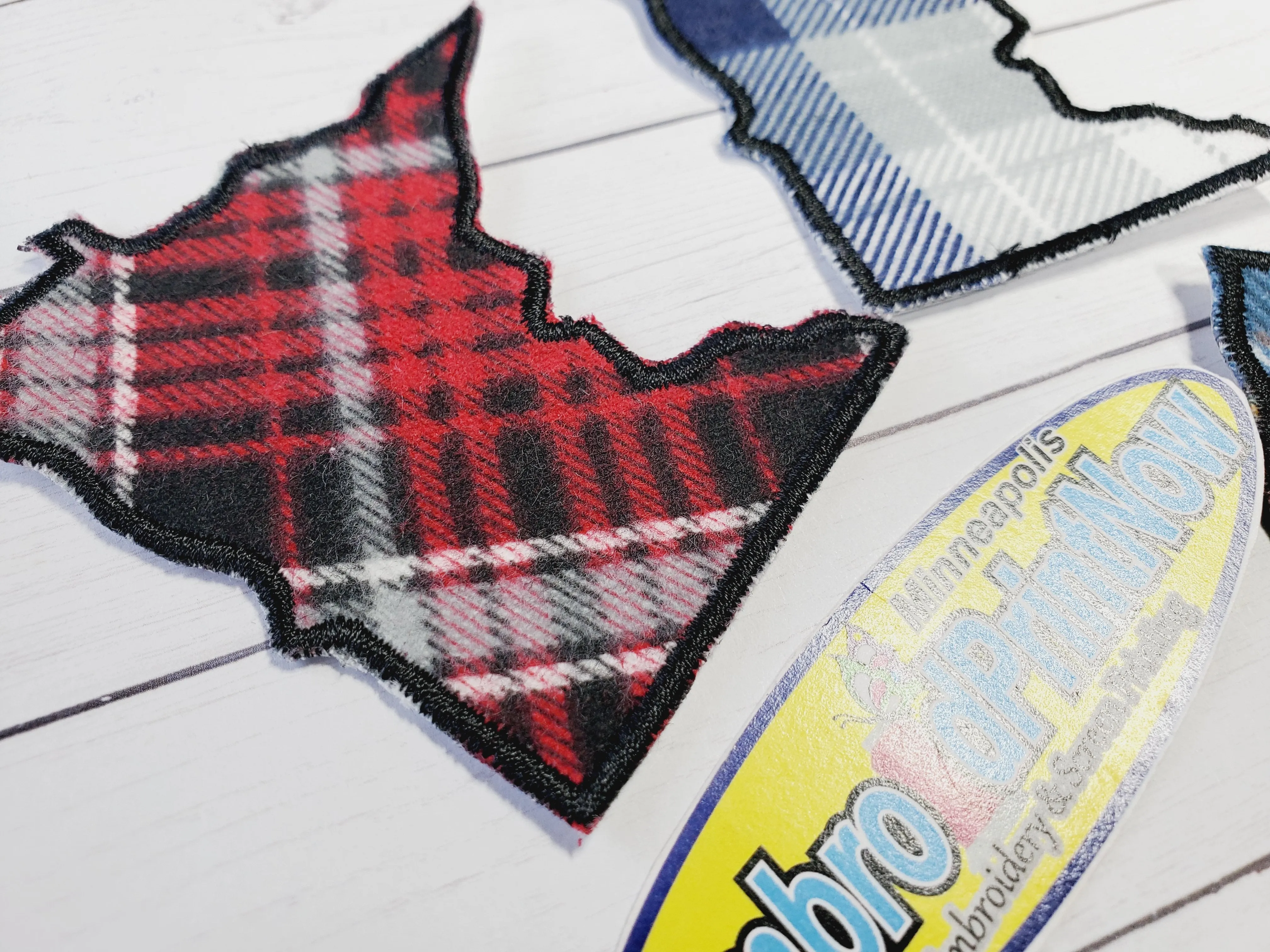 Minnesota State Buffalo Orange Red Blue Plaid 2 X 2 Iron On Patch