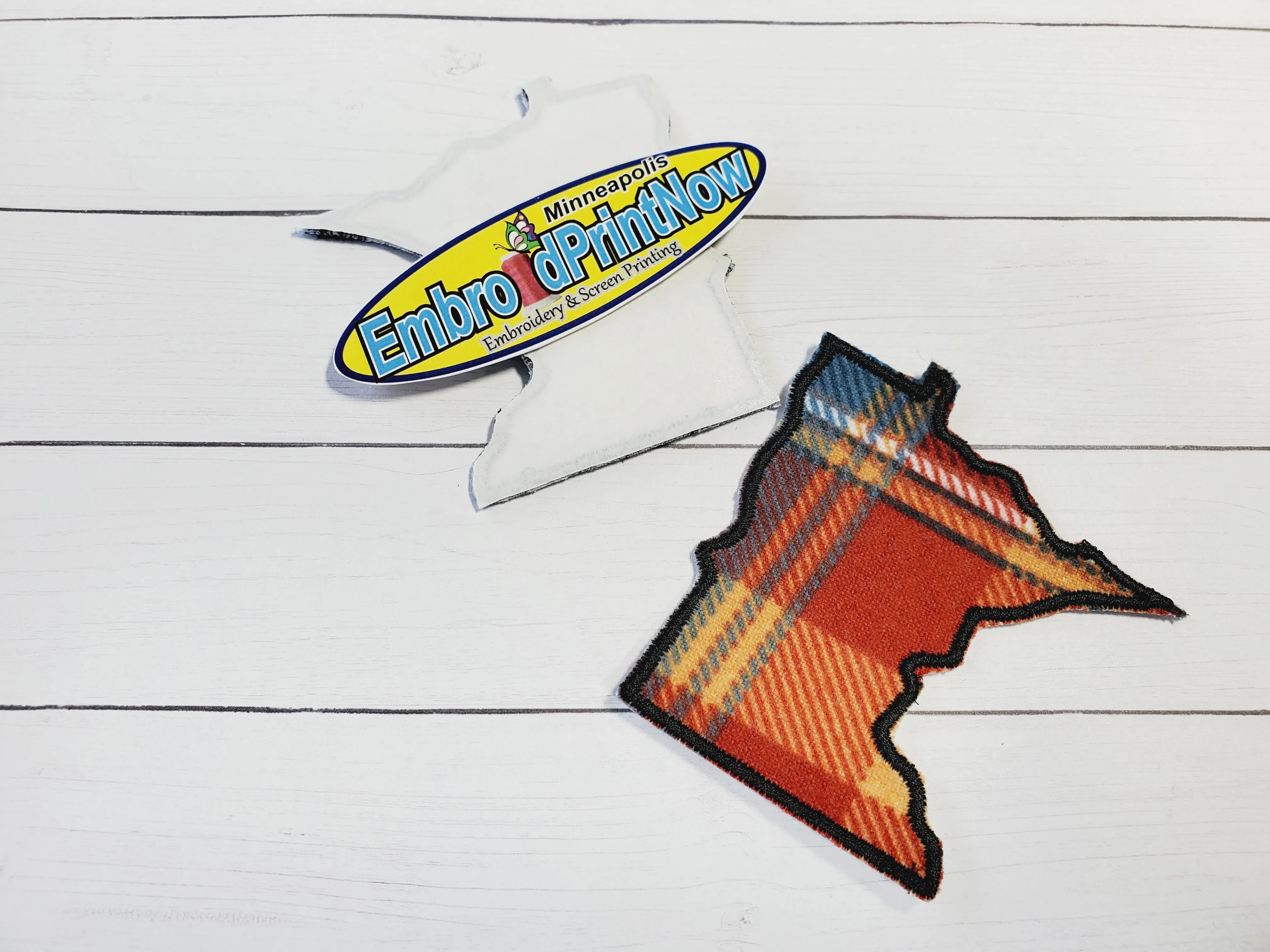 Minnesota State Buffalo Orange Red Blue Plaid 2 X 2 Iron On Patch