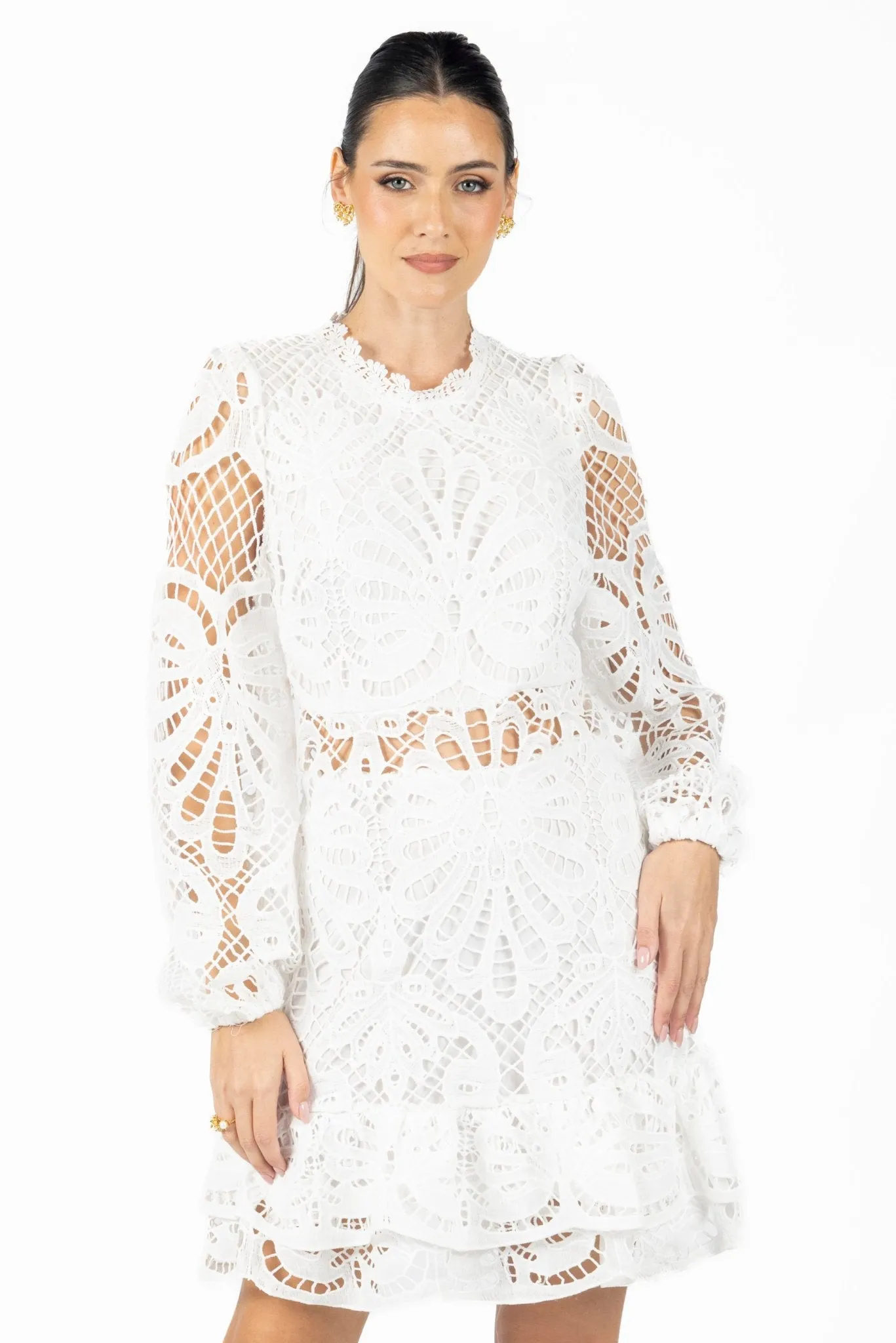Miranda White Lace Mini Dress