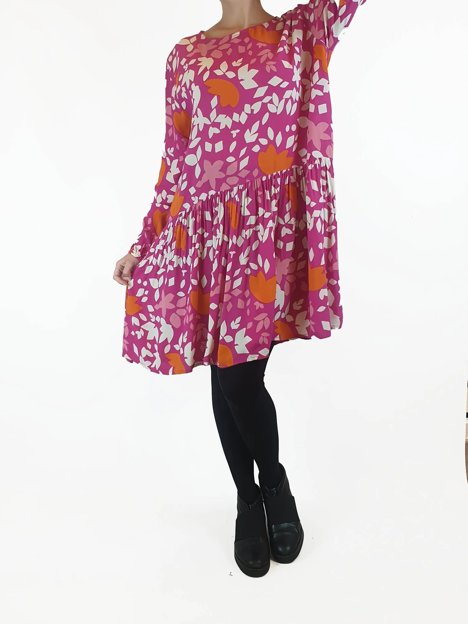 Mister Zimi pink print long sleeve dress size 10