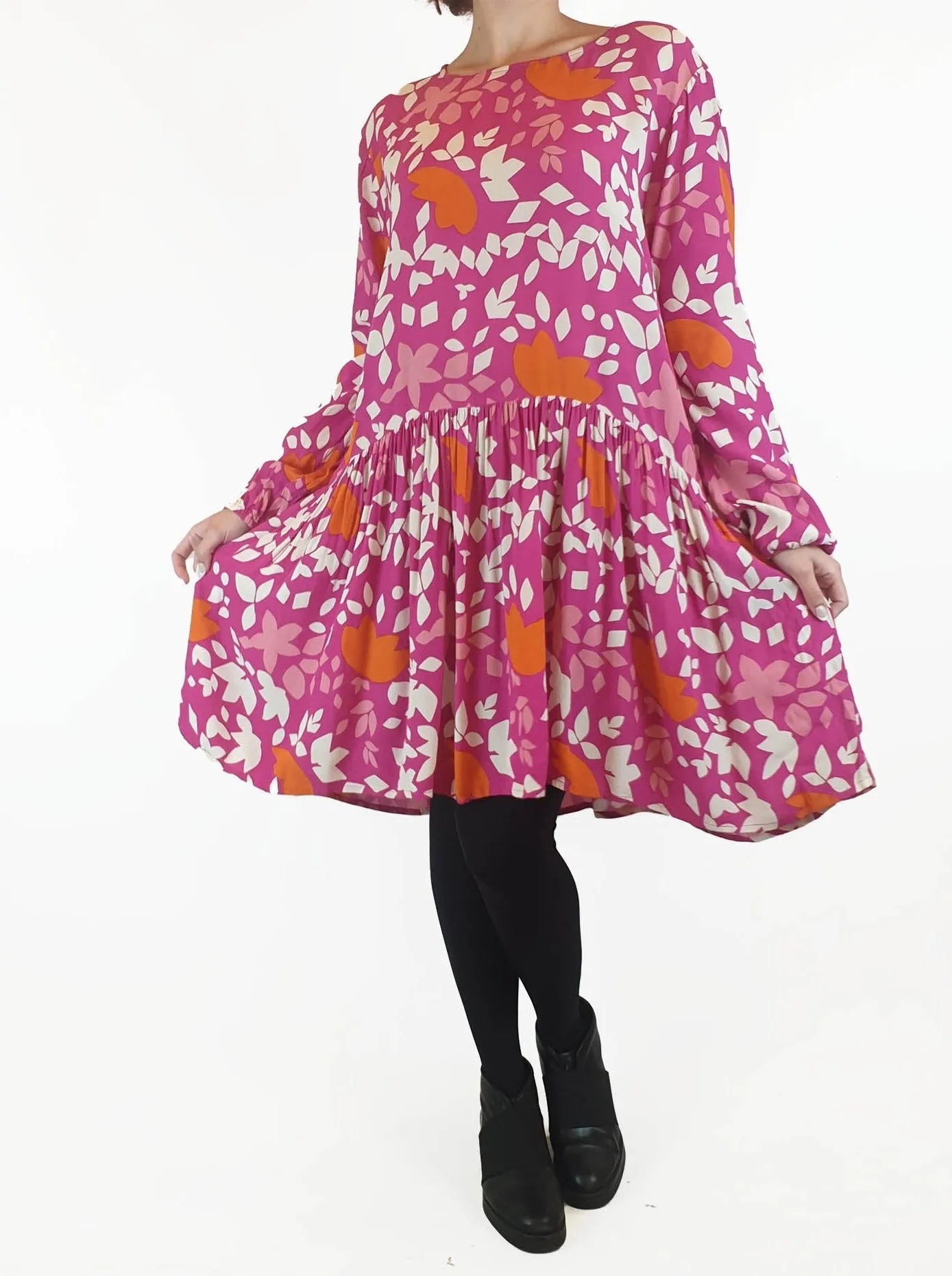 Mister Zimi pink print long sleeve dress size 10