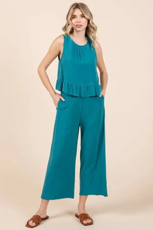 Mittoshop Linen Ruffle Tank Top and Pants Set