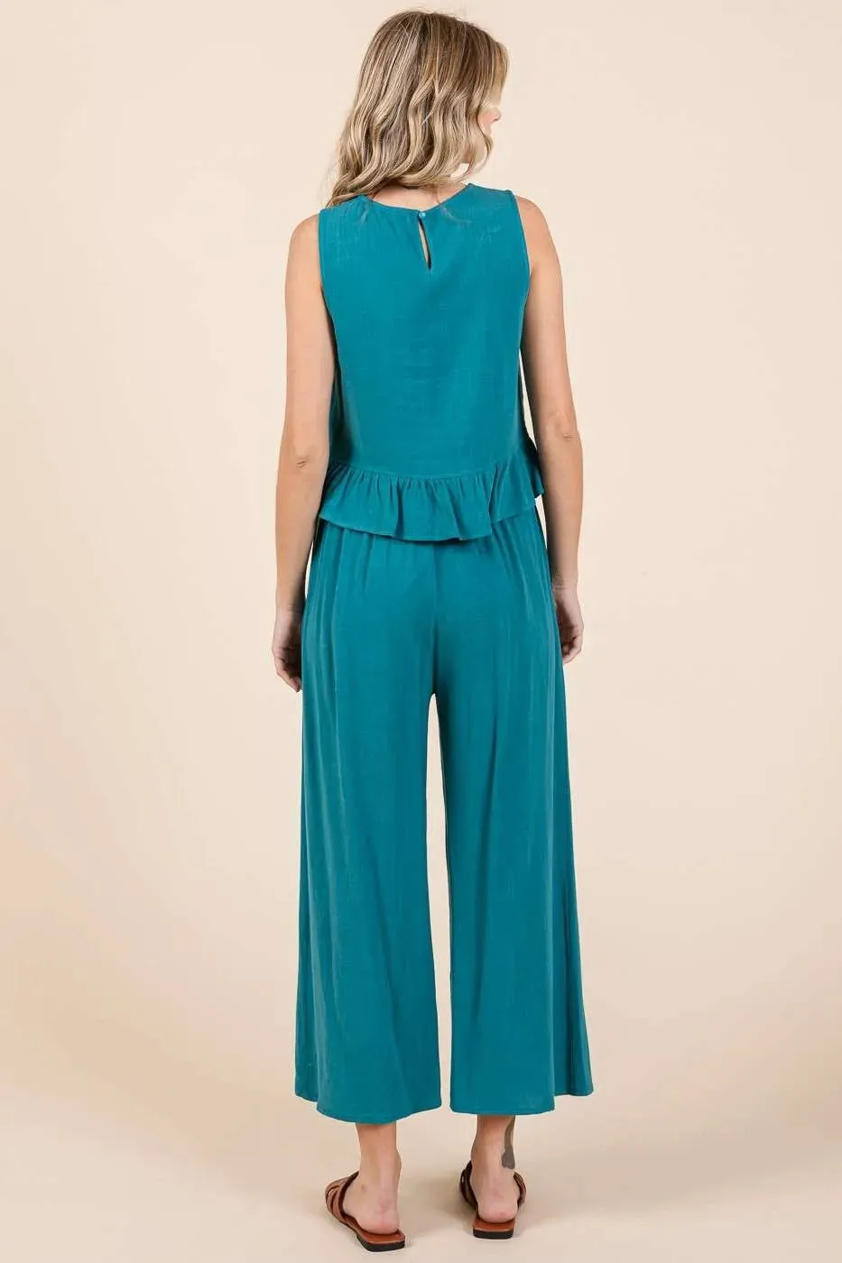Mittoshop Linen Ruffle Tank Top and Pants Set