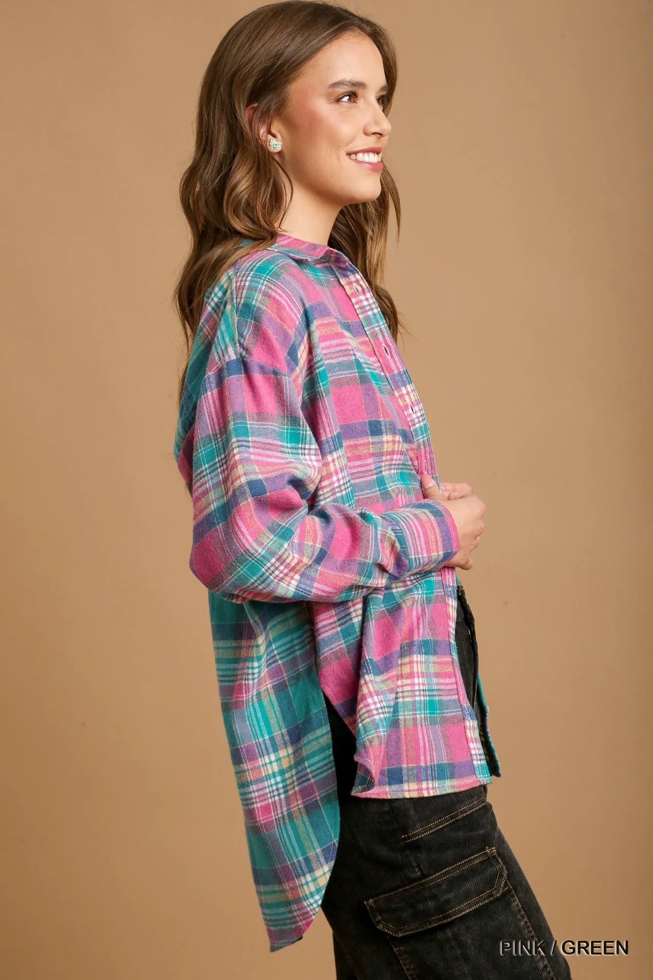 Mixed Plaid Button Down Flannel