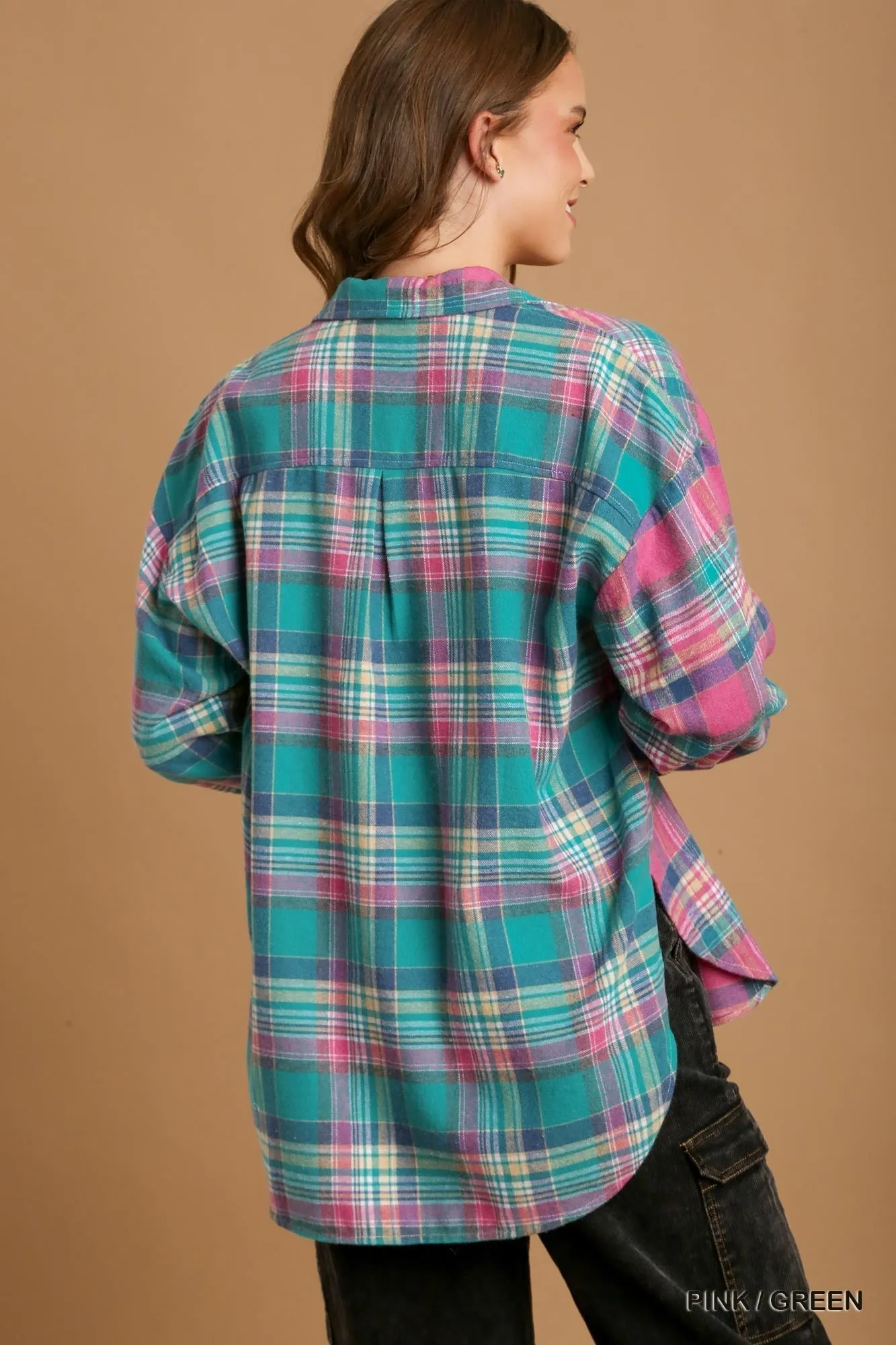 Mixed Plaid Button Down Flannel
