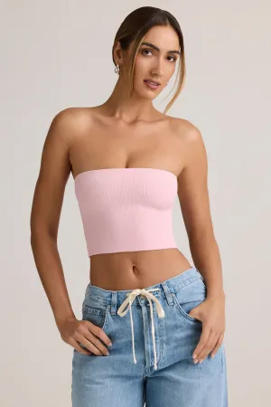 Modal Strapless Crop Top in Baby Pink