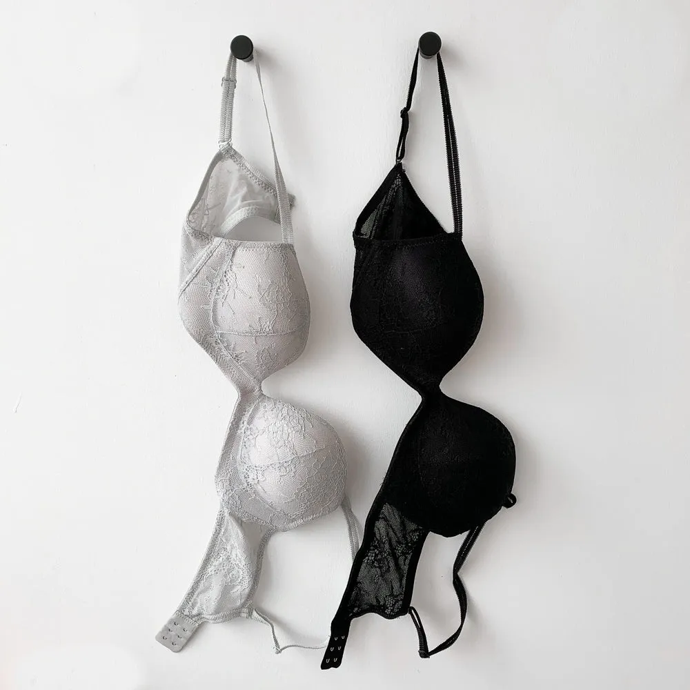Modern Lace Deep-U Wireless Push Up Bra in Black (Size L Only)