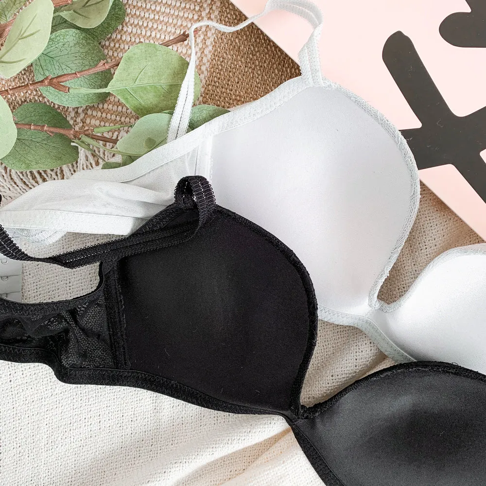 Modern Lace Deep-U Wireless Push Up Bra in Black (Size L Only)
