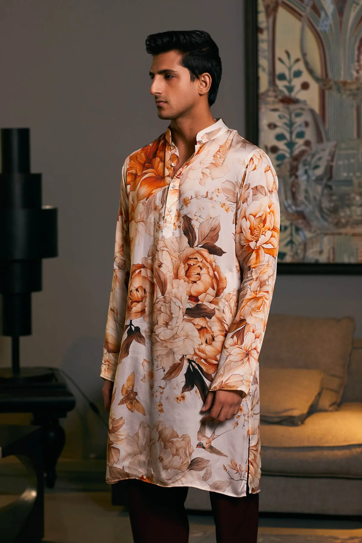 Moth bamberg satin printed kurta