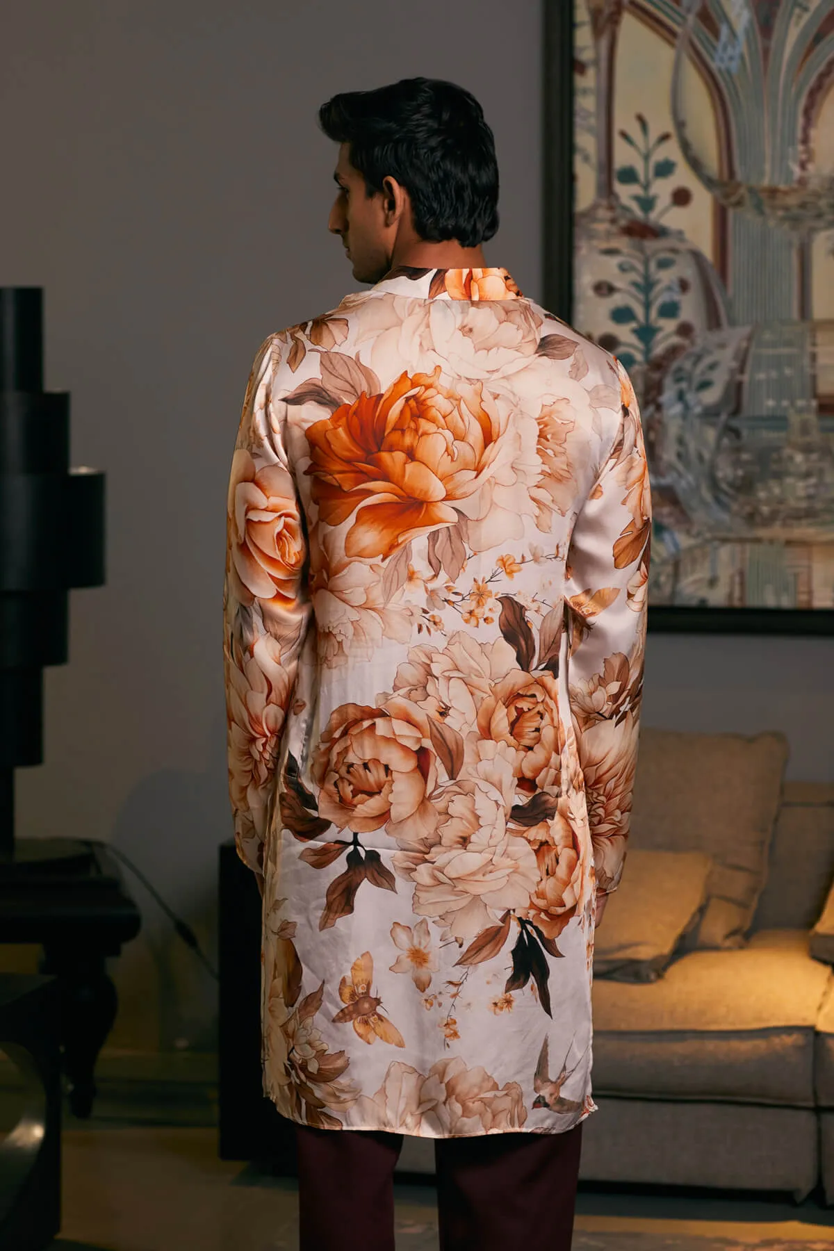 Moth bamberg satin printed kurta