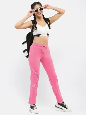 mSECRET Typography Hot Pink Drawstring Waist Track Bottom