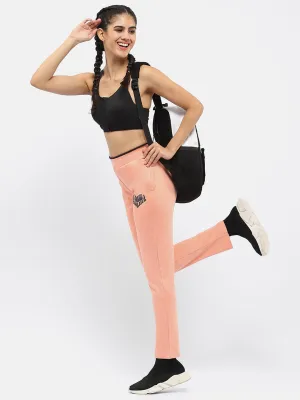mSECRET Typography Peach Elasticated Waist Track Bottom
