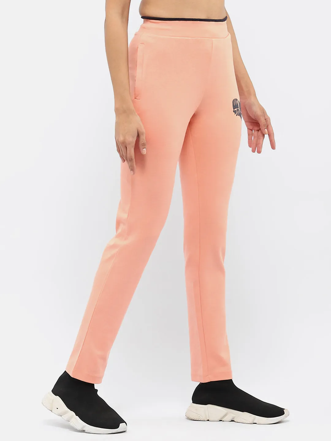 mSECRET Typography Peach Elasticated Waist Track Bottom