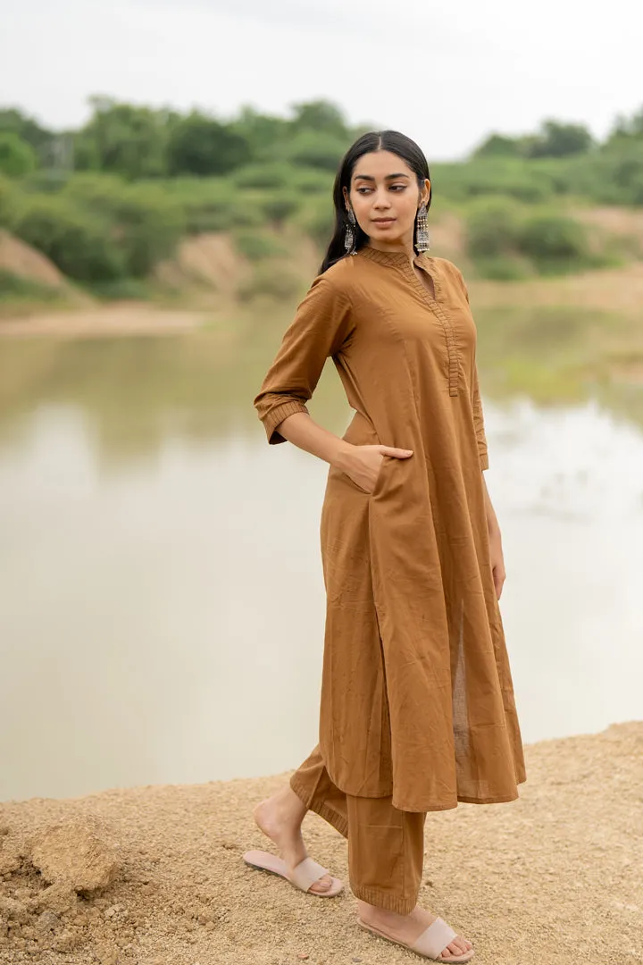 Mud Brown Kurta Set with Dupatta