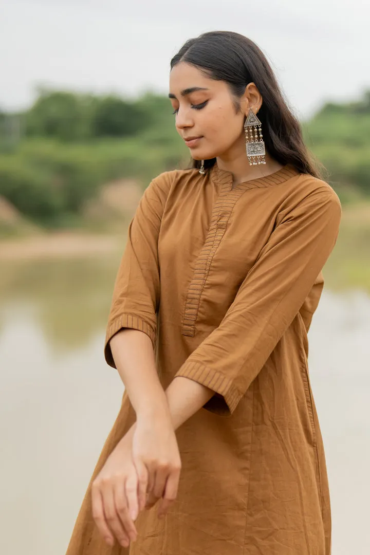 Mud Brown Kurta Set with Dupatta