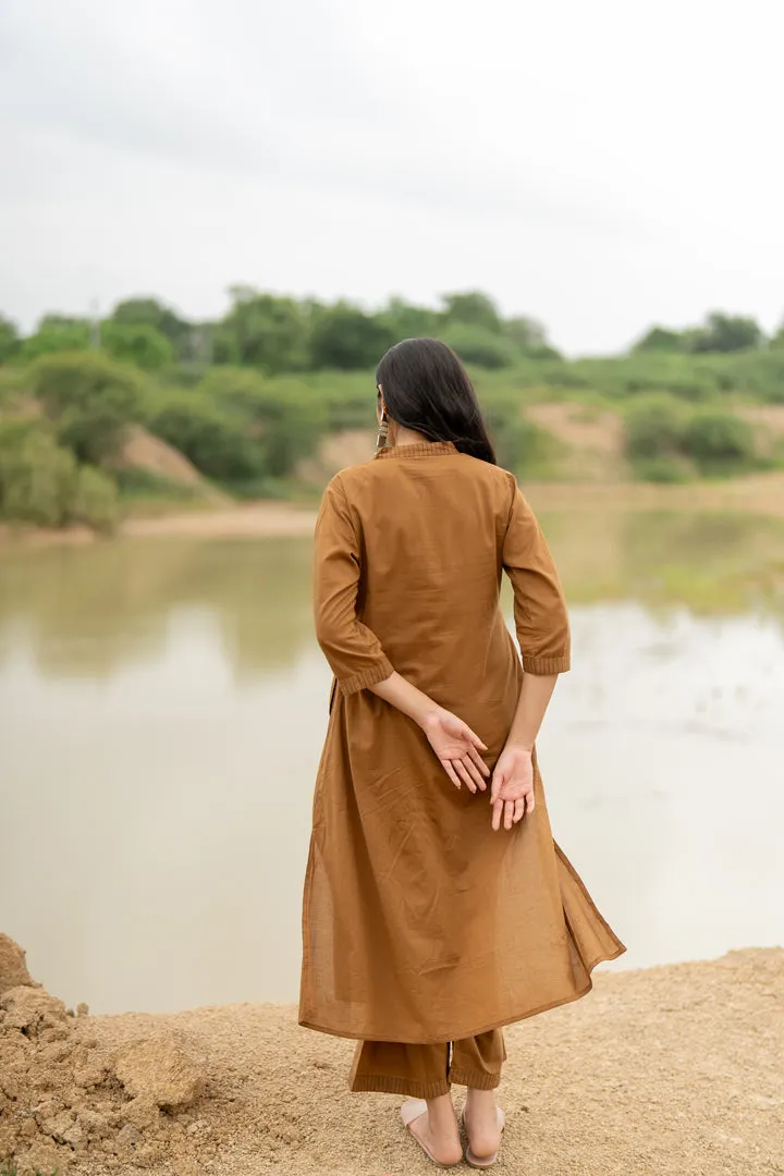 Mud Brown Kurta Set with Dupatta