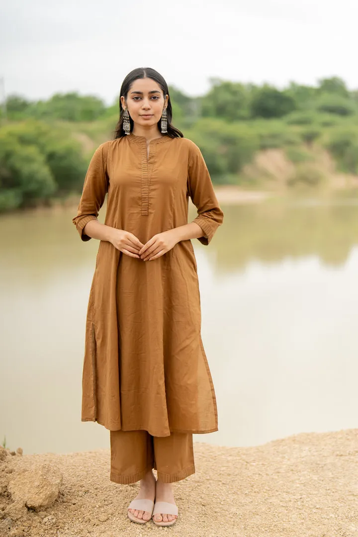Mud Brown Kurta Set with Dupatta