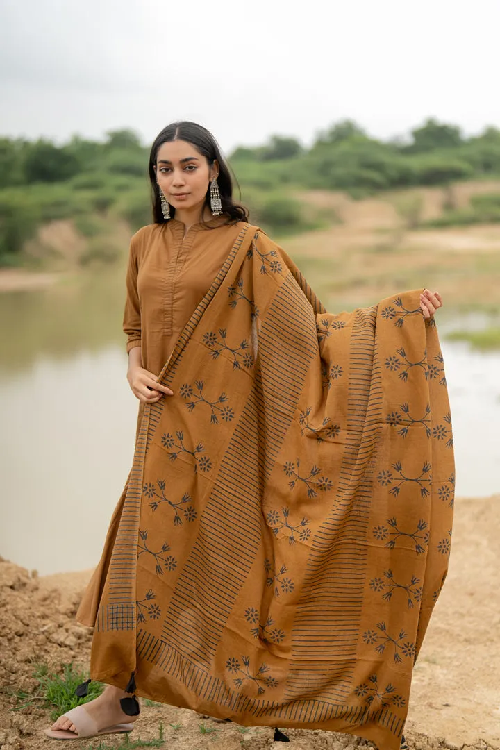 Mud Brown Kurta Set with Dupatta
