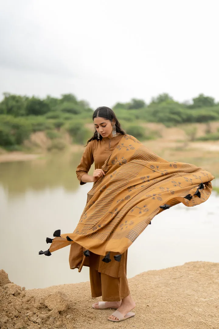 Mud Brown Kurta Set with Dupatta