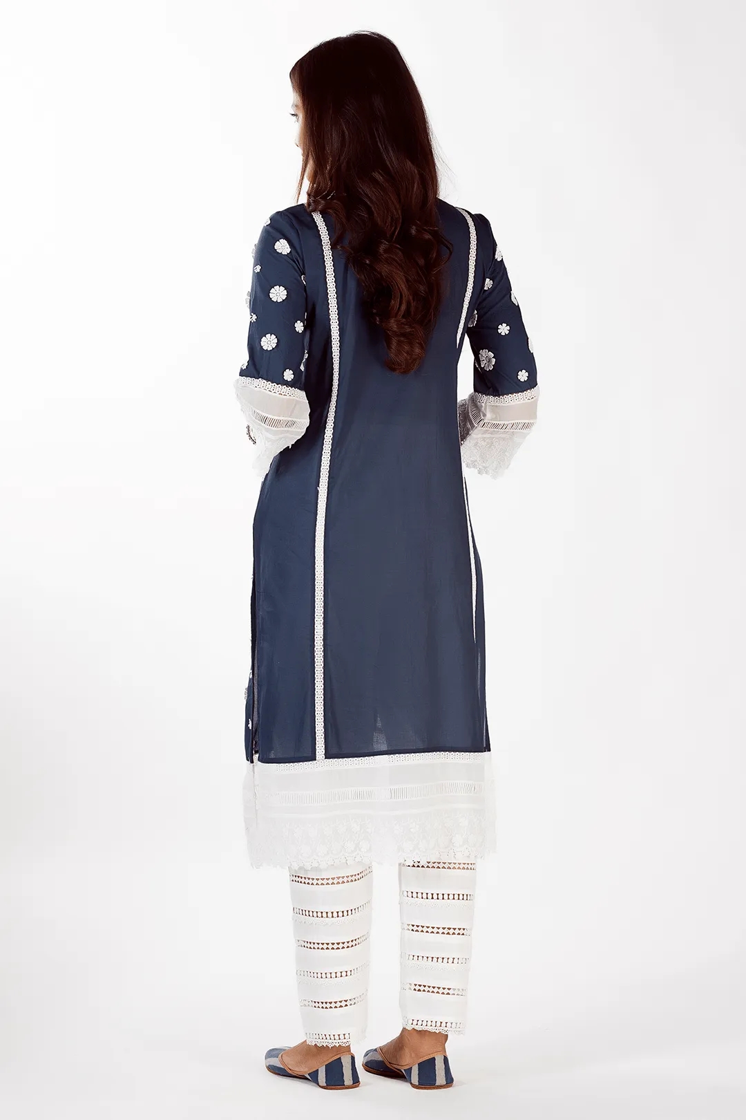Mulmul Cotton Sadie Navy Kurta