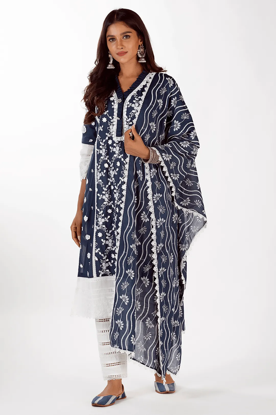 Mulmul Cotton Sadie Navy Kurta