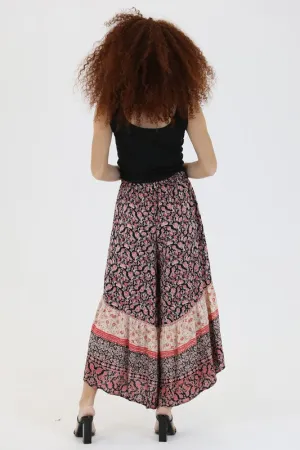 MULTI PRINT WIDE LEG PANTS
