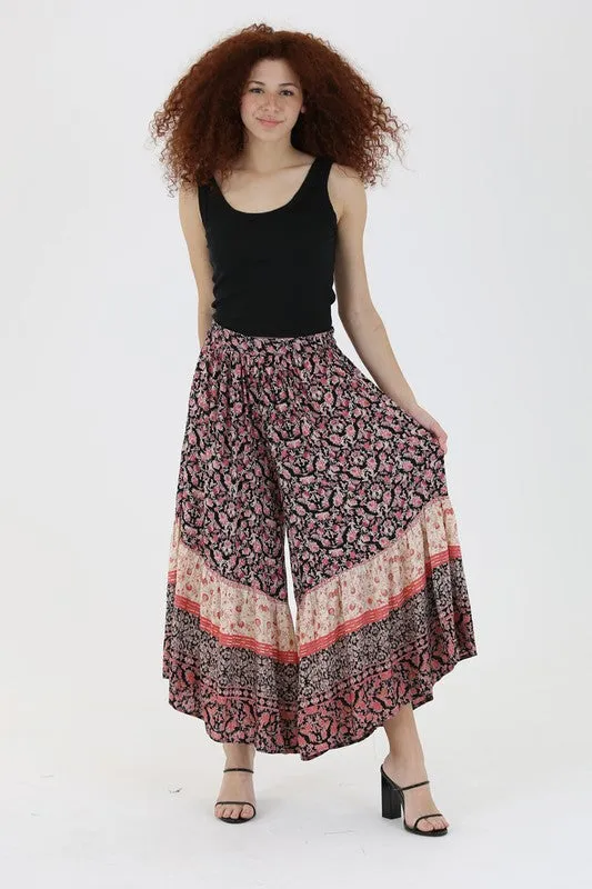 MULTI PRINT WIDE LEG PANTS
