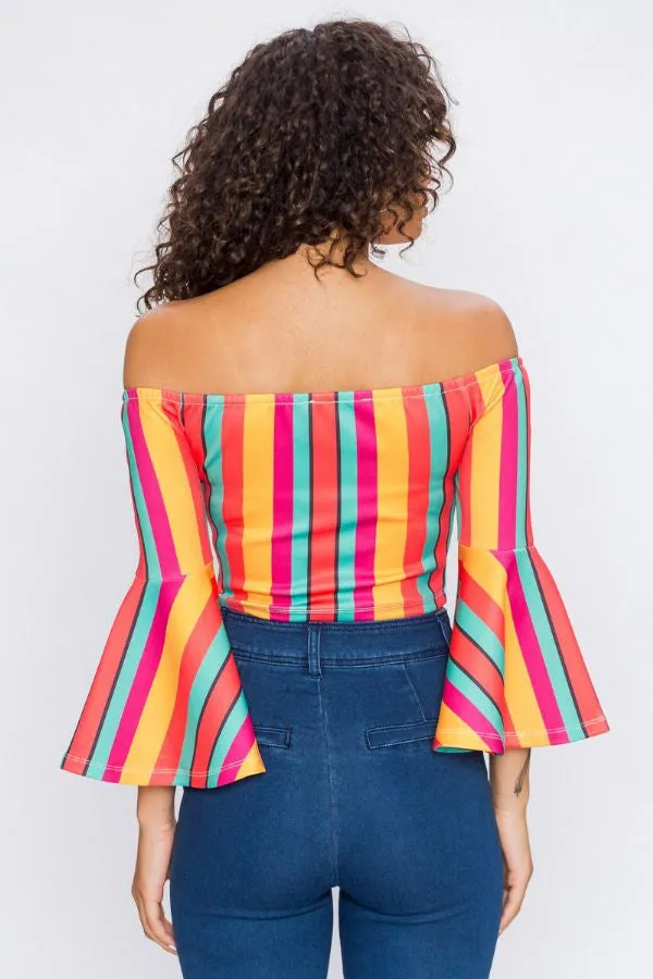 Multicolor Striped Crop Top