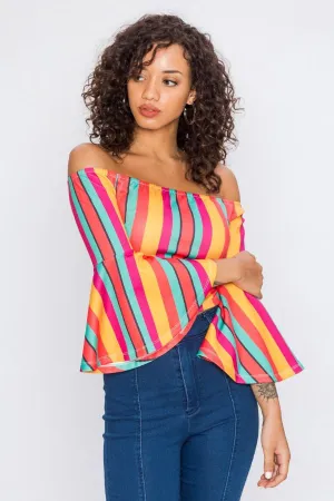 Multicolor Striped Crop Top