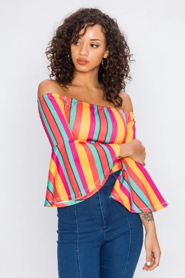 Multicolor Striped Crop Top