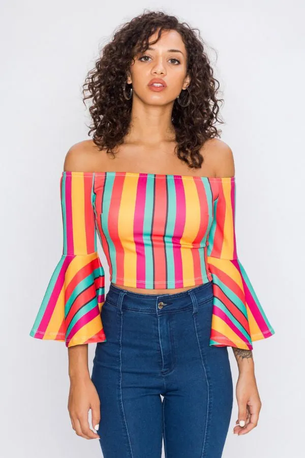 Multicolor Striped Crop Top