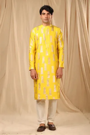 Mustard Blooming Pillar Kurta With Pants