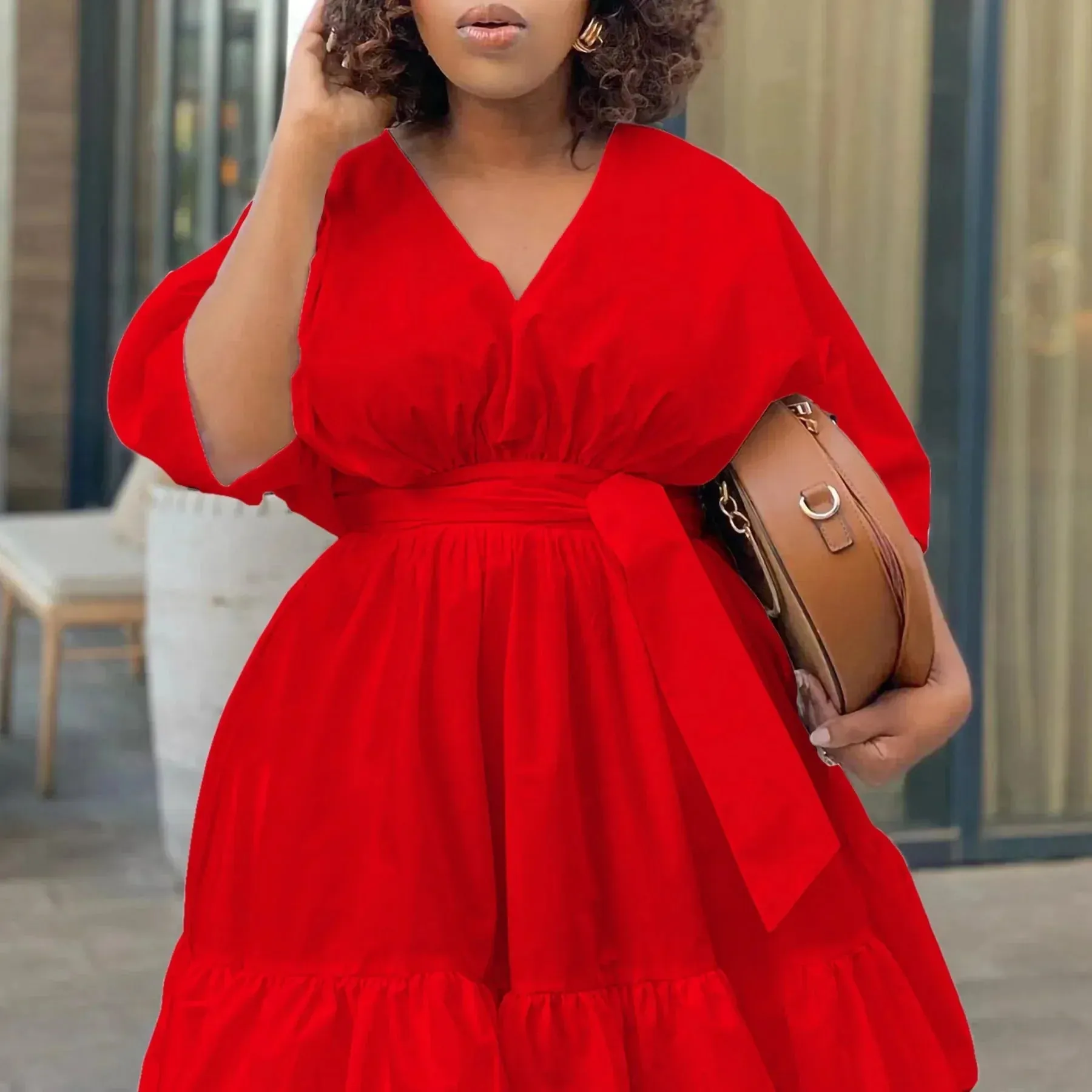 Najia - Stylish Pleated Woman's Plus Size Dress