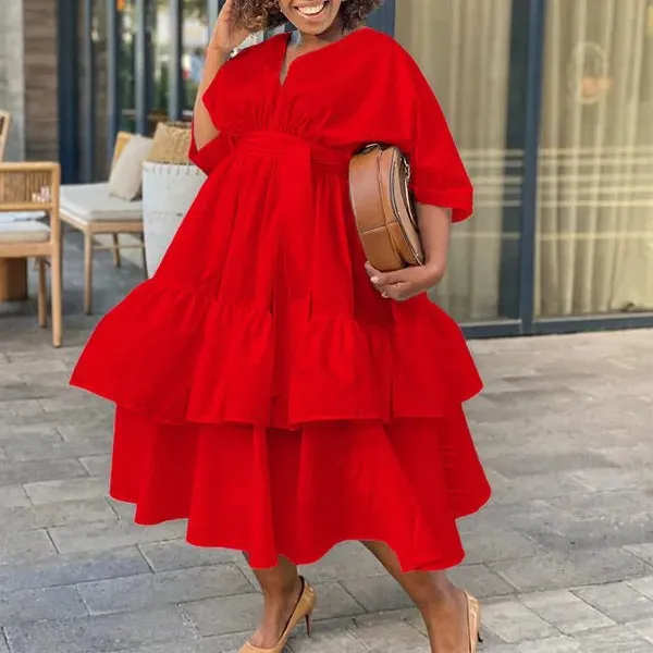 Najia - Stylish Pleated Woman's Plus Size Dress