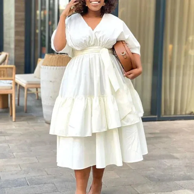 Najia - Stylish Pleated Woman's Plus Size Dress