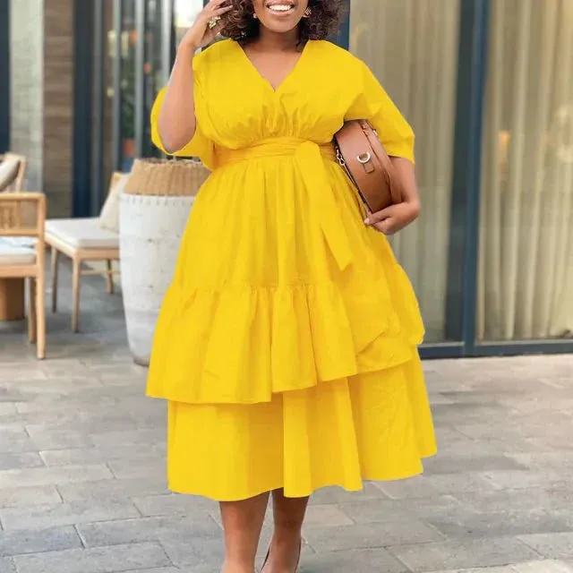 Najia - Stylish Pleated Woman's Plus Size Dress