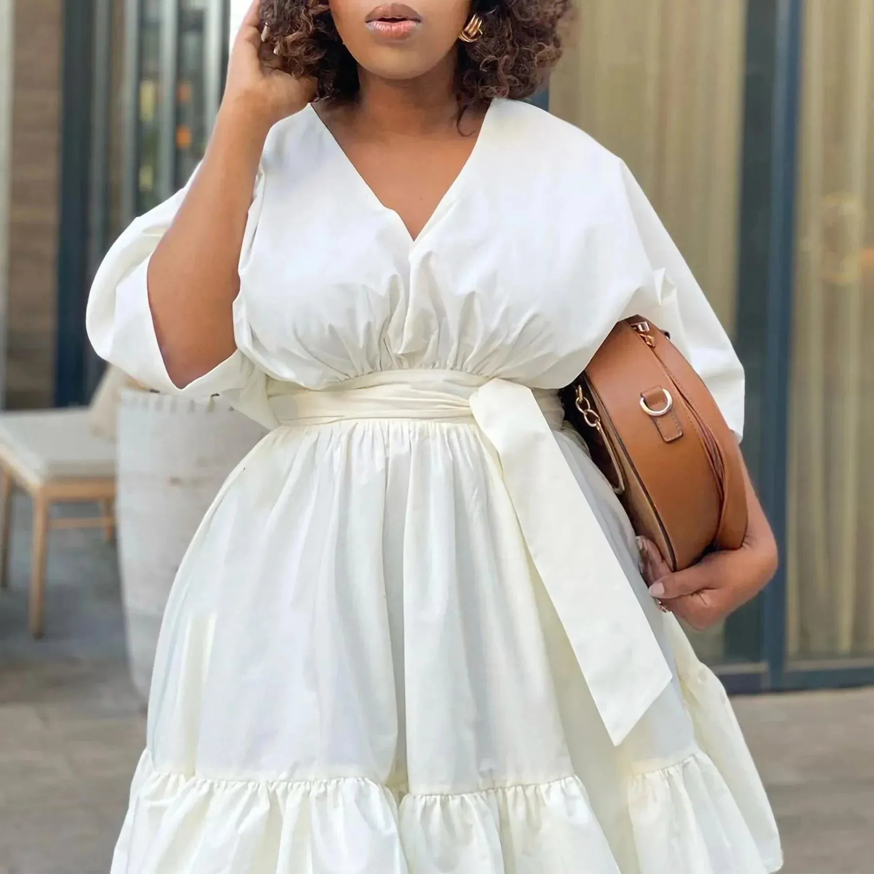 Najia - Stylish Pleated Woman's Plus Size Dress