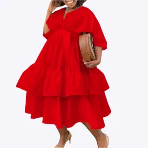 Najia - Stylish Pleated Woman's Plus Size Dress