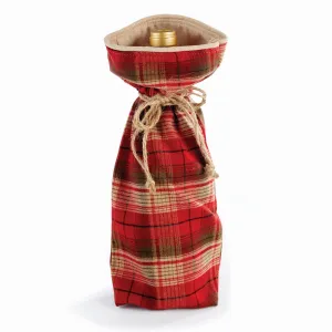 NAPA Home & Garden, PLAID & BURLAP WINE BAG 14.5"H,Z4542RDM