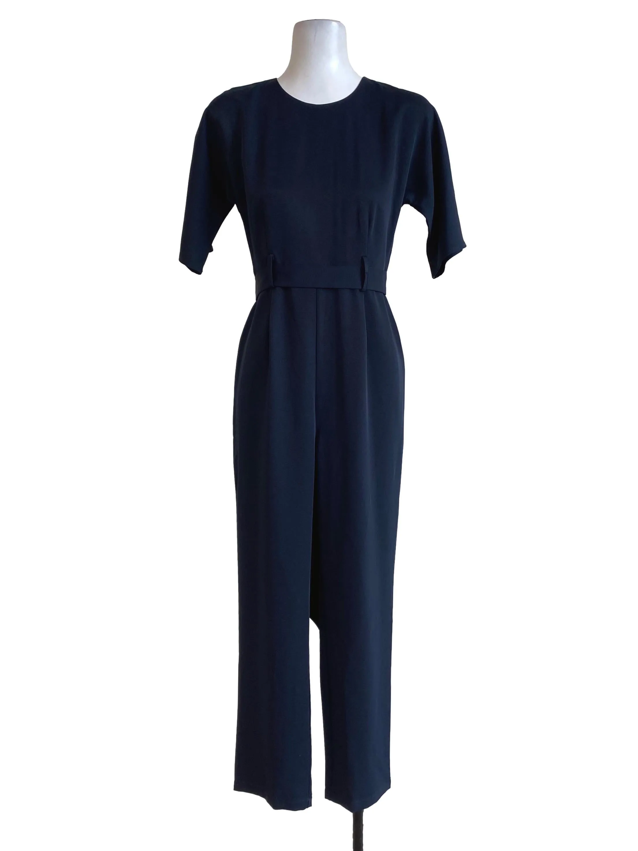Navy Blue Round Neck Jumpsuits
