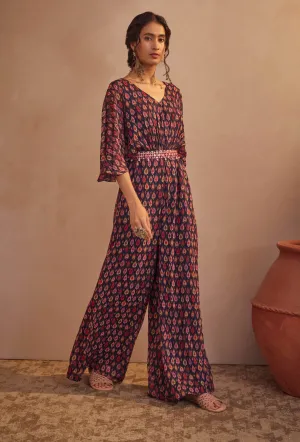 Navy Ikkat Jumpsuit