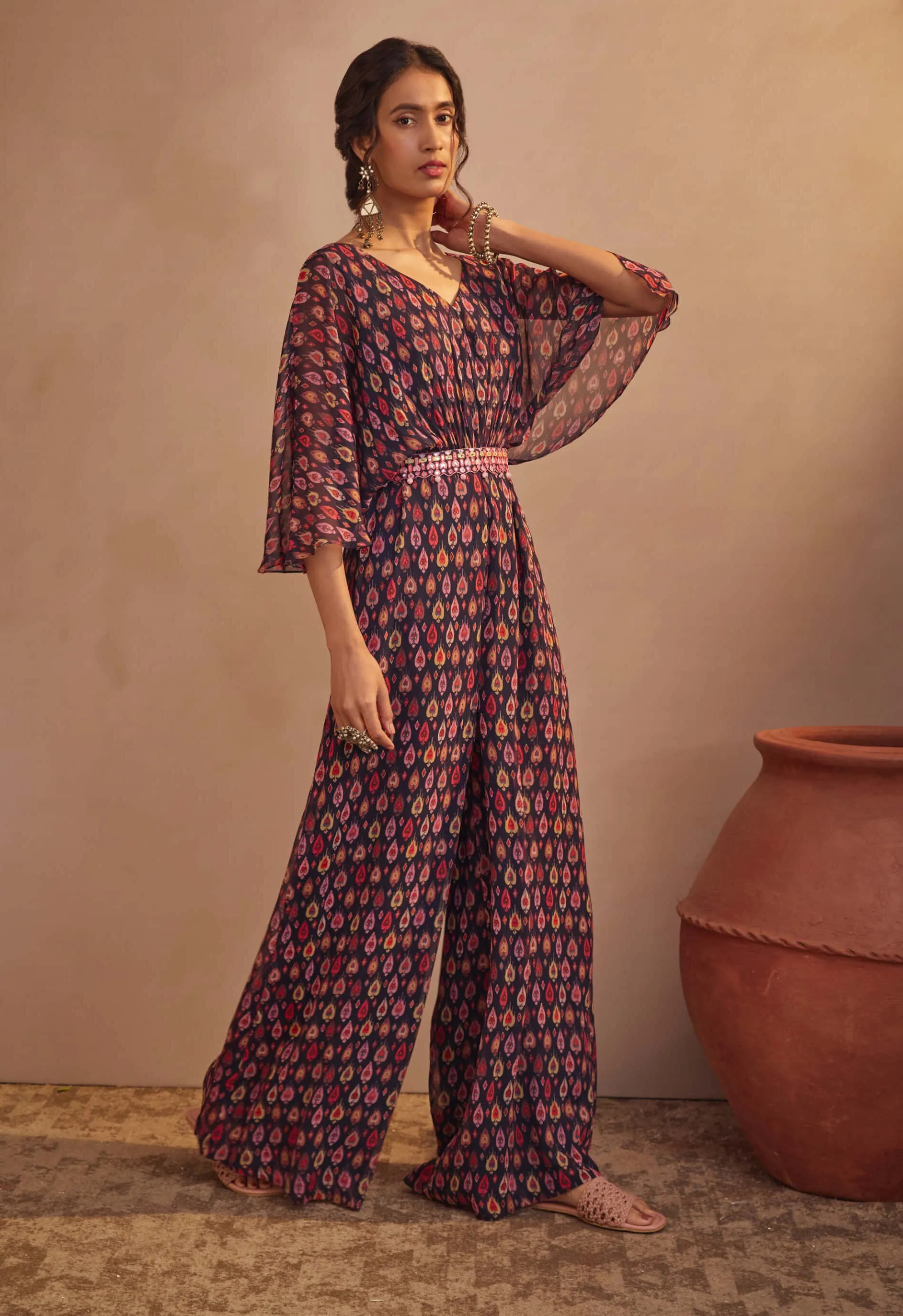 Navy Ikkat Jumpsuit