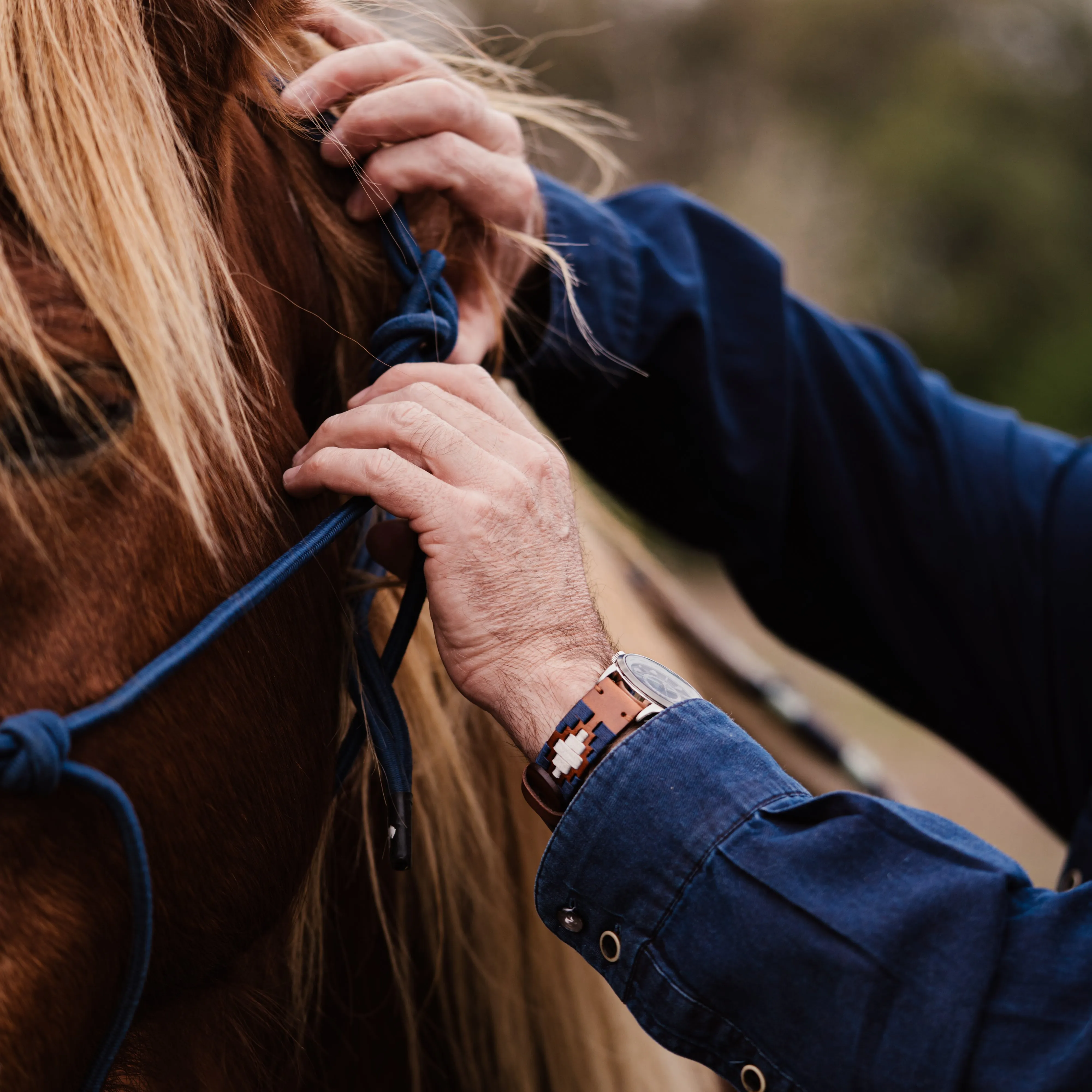 Navy Linen Gaucho Watch Band