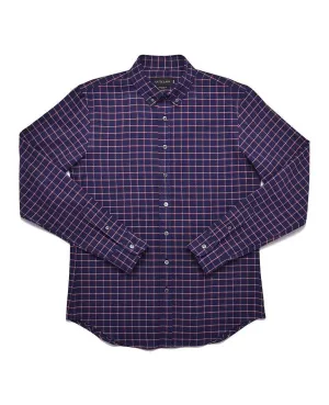 Navy Tattersall Plaid Flannel Shirt