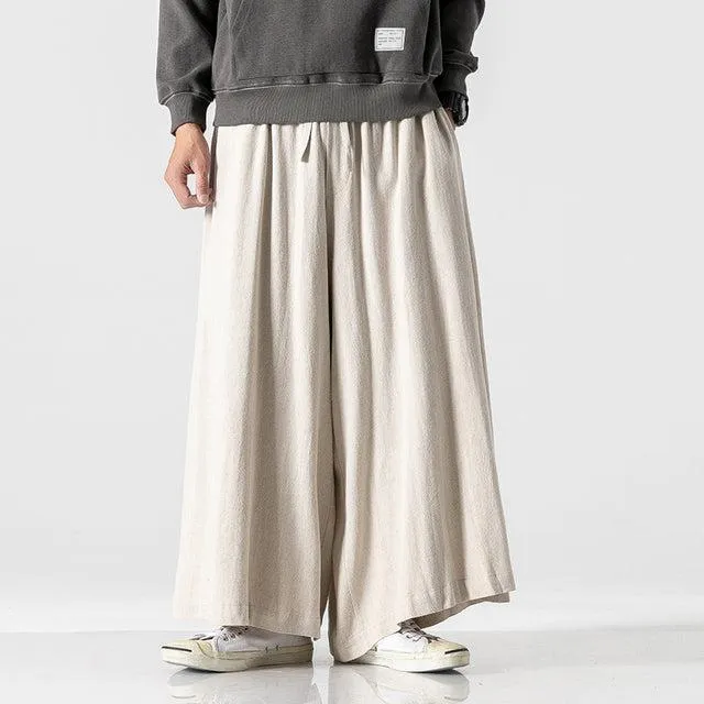 Neo Japan Samurai Hakama Style Plain Skirt Pants