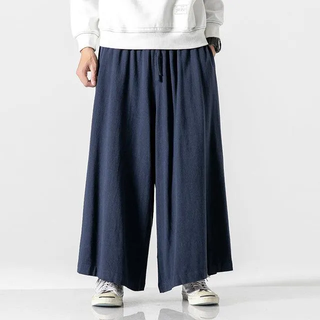 Neo Japan Samurai Hakama Style Plain Skirt Pants