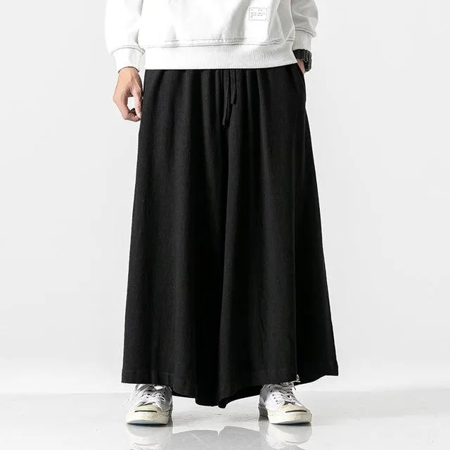 Neo Japan Samurai Hakama Style Plain Skirt Pants