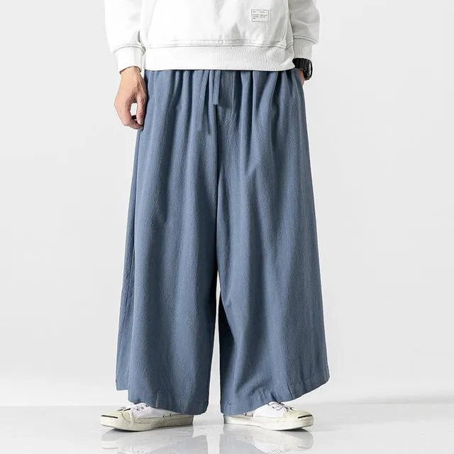 Neo Japan Samurai Hakama Style Plain Skirt Pants